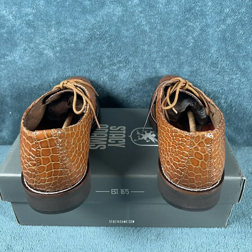 Stacy Adams Esposito Cap Toe Oxford Shoes Animal Print‎ Tan Men's Size 10 M New
